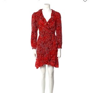 MAJE never worn red wrapped 
Printed Mini Dress